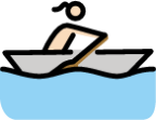 woman rowing boat: light skin tone emoji