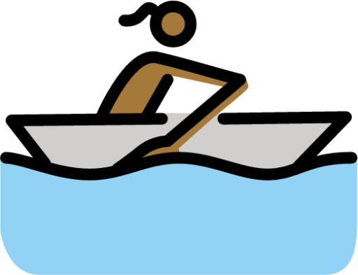 woman rowing boat: medium-dark skin tone emoji