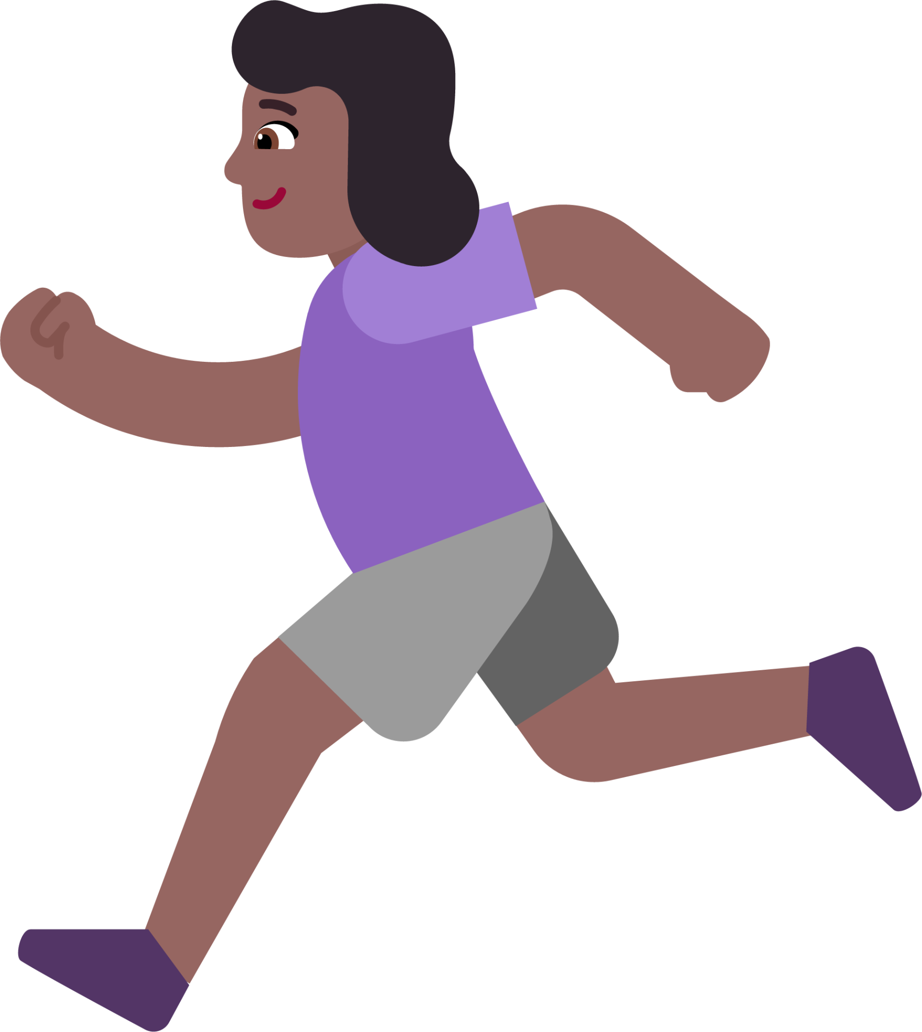 woman running medium dark emoji