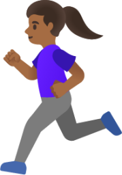 woman running: medium-dark skin tone emoji