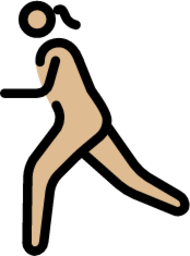 woman running: medium-light skin tone emoji