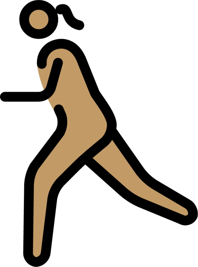 woman running: medium skin tone emoji