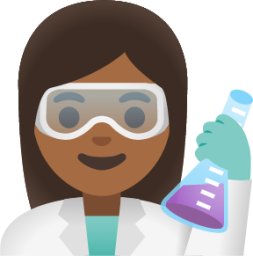 woman scientist: medium-dark skin tone emoji