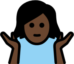 woman shrugging: dark skin tone emoji