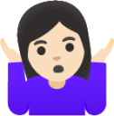 woman shrugging: light skin tone emoji