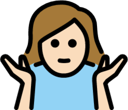 woman shrugging: light skin tone emoji