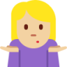 woman shrugging: medium-light skin tone emoji