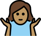 woman shrugging: medium skin tone emoji