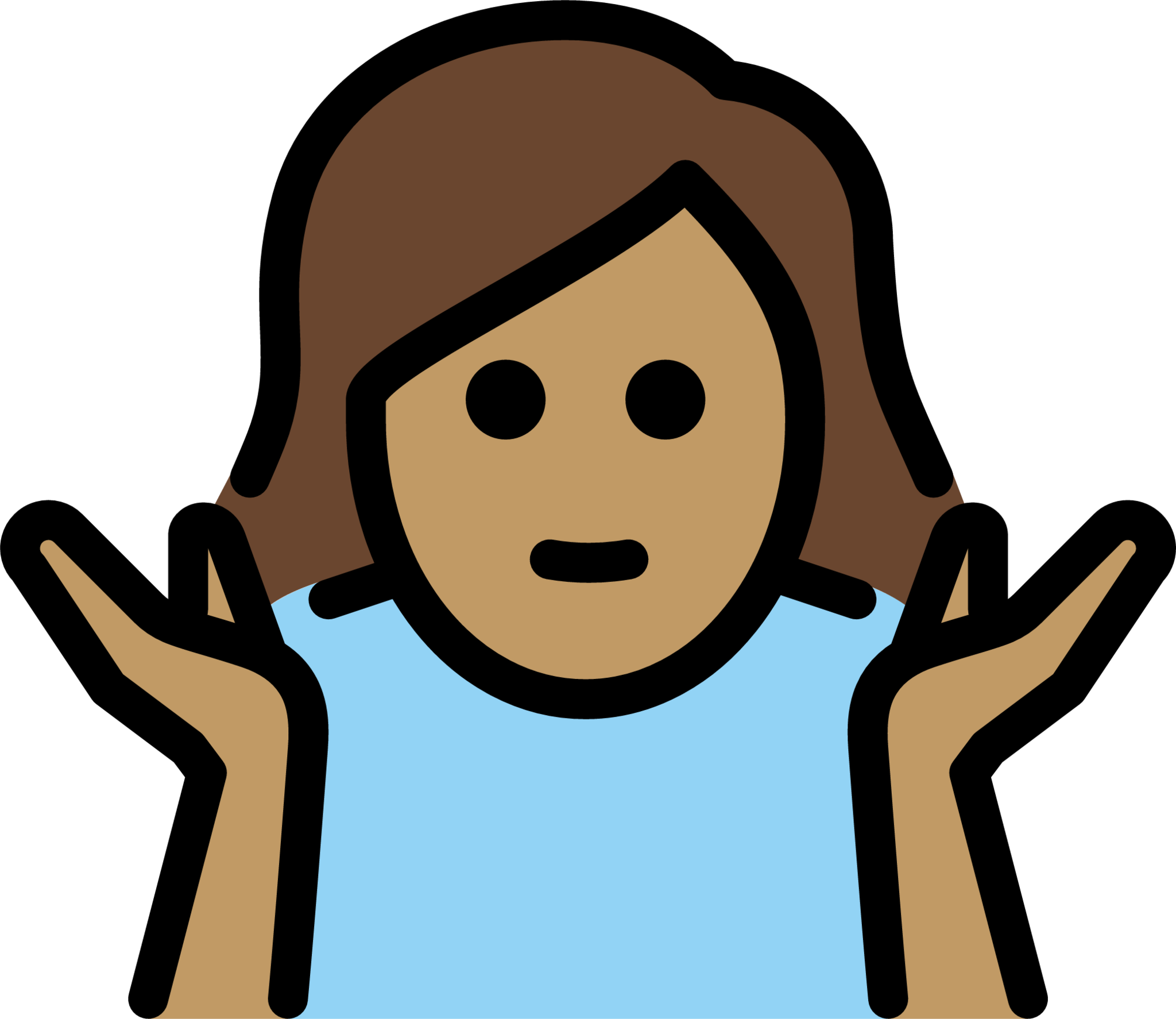 woman shrugging: medium skin tone emoji