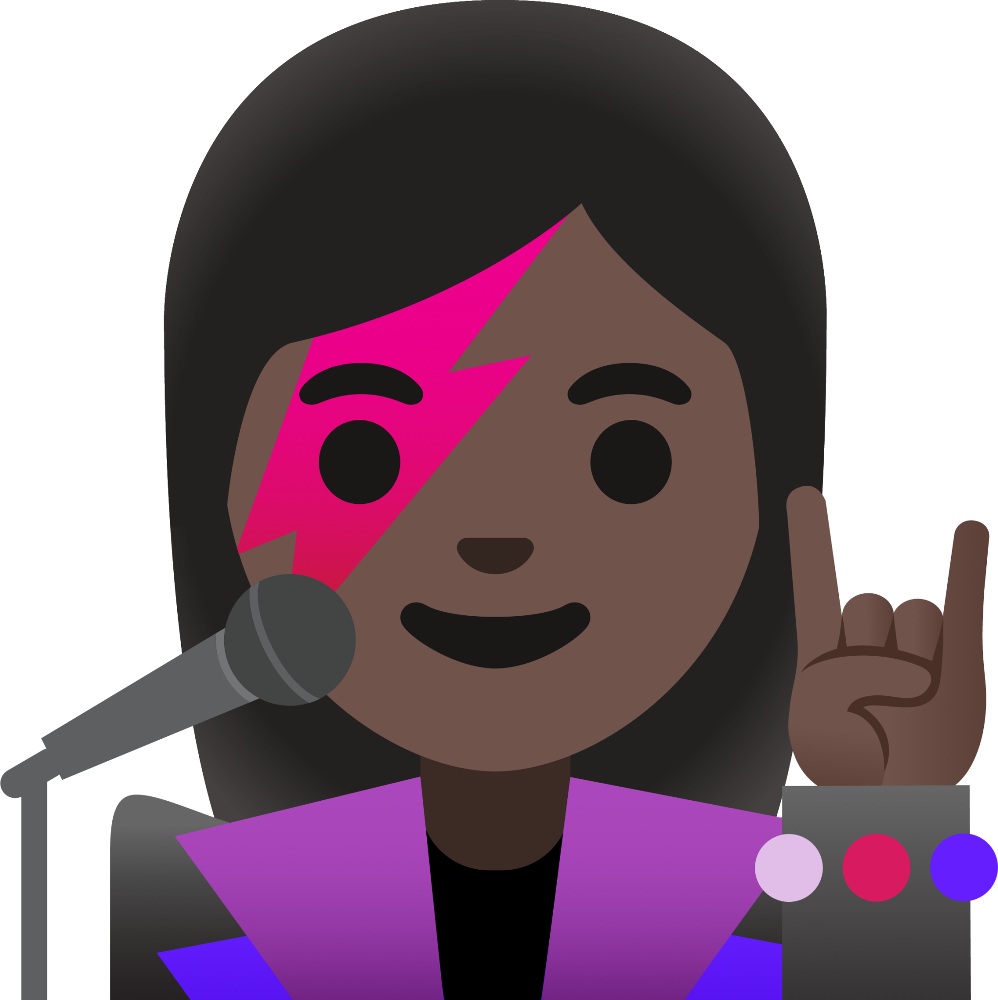 woman singer: dark skin tone emoji