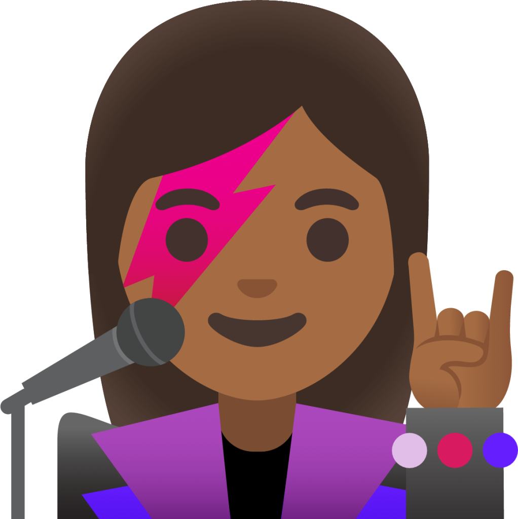 woman singer: medium-dark skin tone emoji