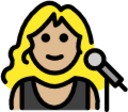 woman singer: medium-light skin tone emoji