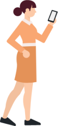 woman skirt standing phone illustration