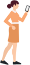 woman skirt standing phone illustration