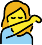 woman sneezing into elbow emoji
