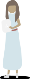 woman standing long blue dress illustration