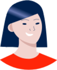 woman straight hair red shirt illustration