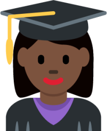 woman student: dark skin tone emoji