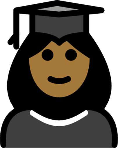 woman student: medium-dark skin tone emoji