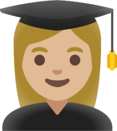 woman student: medium-light skin tone emoji