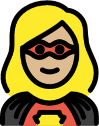 woman superhero: medium-light skin tone emoji