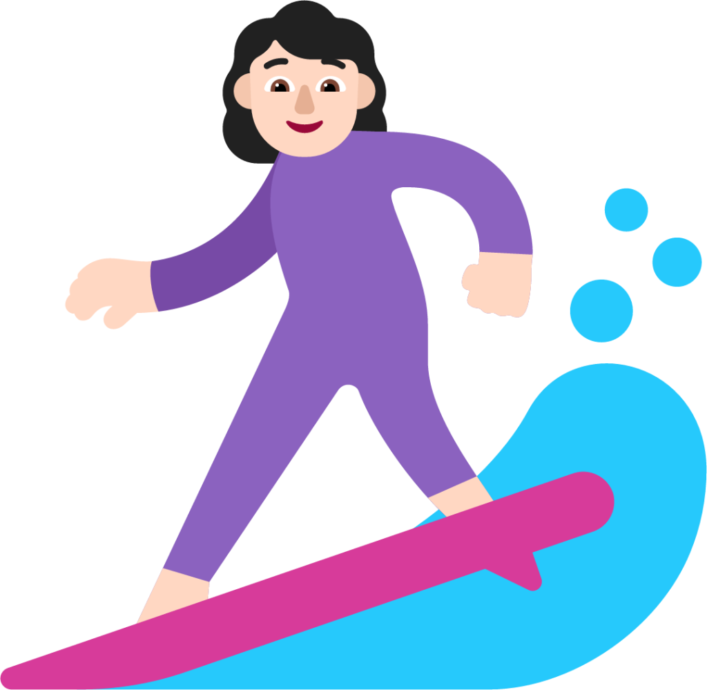 woman surfing light emoji