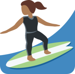woman surfing: medium-dark skin tone emoji