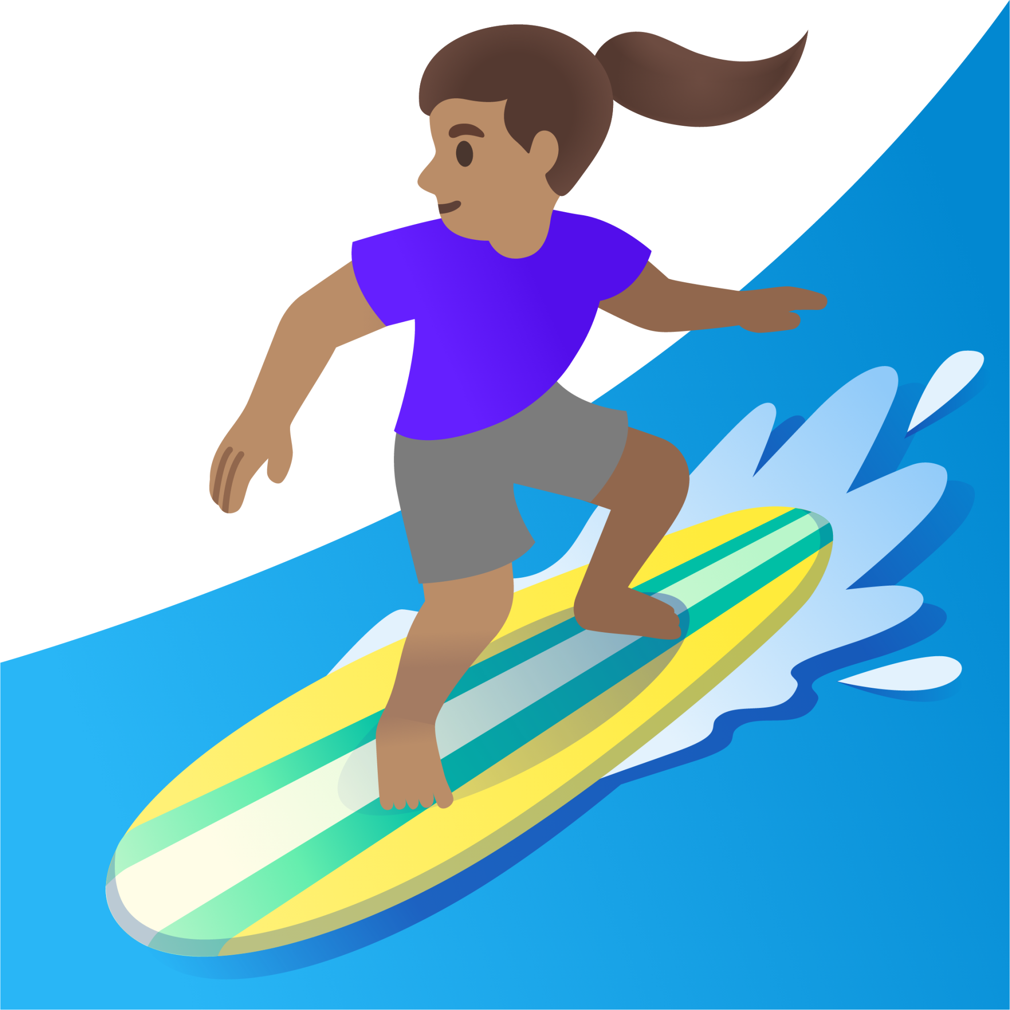 woman surfing: medium skin tone emoji