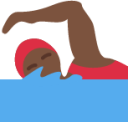 woman swimming: dark skin tone emoji