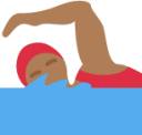 woman swimming: medium-dark skin tone emoji