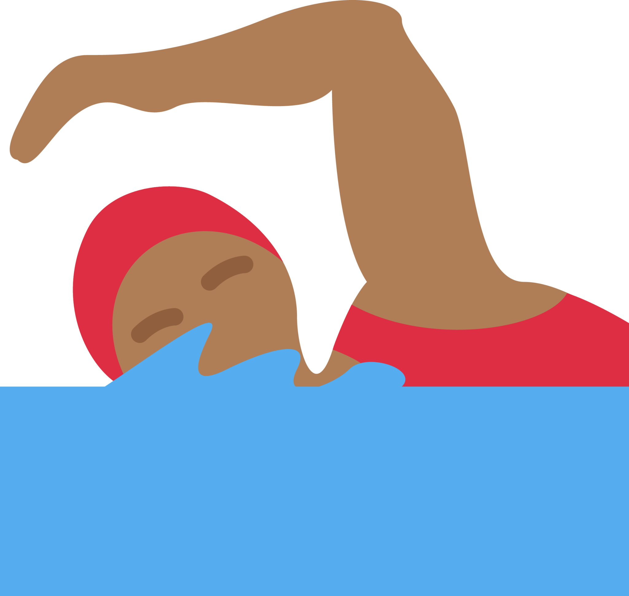 woman swimming: medium-dark skin tone emoji