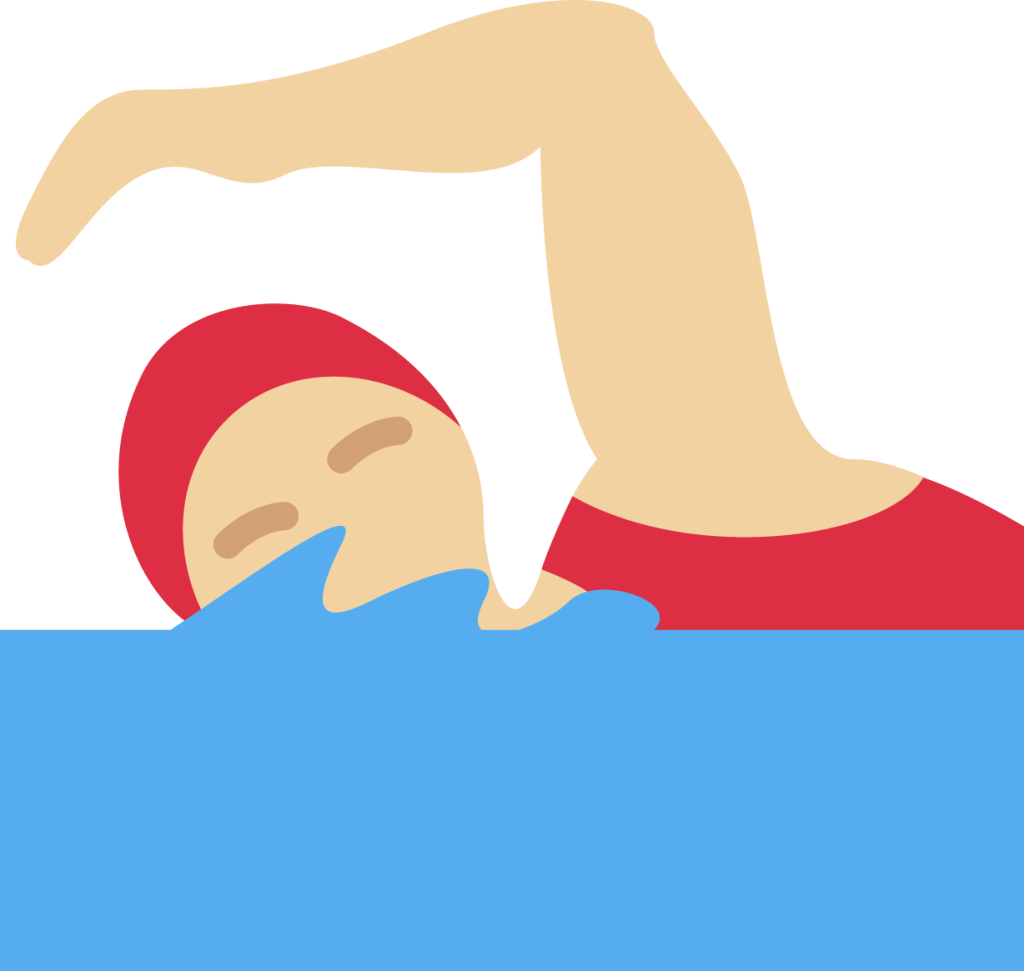 woman swimming: medium-light skin tone emoji