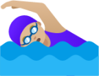 woman swimming: medium-light skin tone emoji