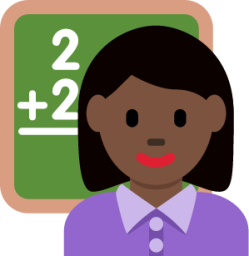 woman teacher: dark skin tone emoji