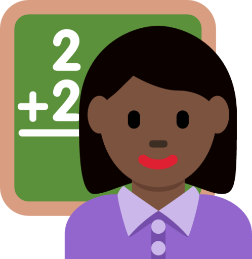 woman teacher: dark skin tone emoji