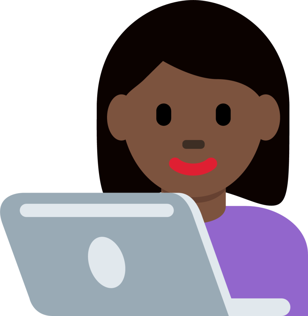 woman technologist: dark skin tone emoji