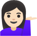 woman tipping hand: light skin tone emoji