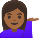 woman tipping hand: medium-dark skin tone emoji
