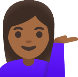woman tipping hand: medium-dark skin tone emoji
