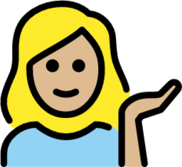 woman tipping hand: medium-light skin tone emoji