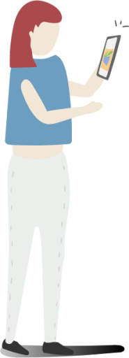 woman walk blue shirt illustration