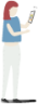woman walk blue shirt illustration