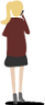 woman walking phone brown shirt illustration