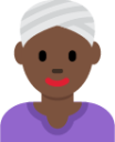 woman wearing turban: dark skin tone emoji
