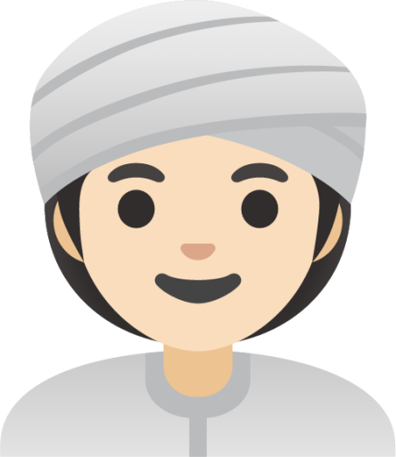 woman wearing turban: light skin tone emoji