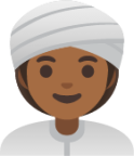 woman wearing turban: medium-dark skin tone emoji