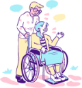 woman wheelchair walk illustration
