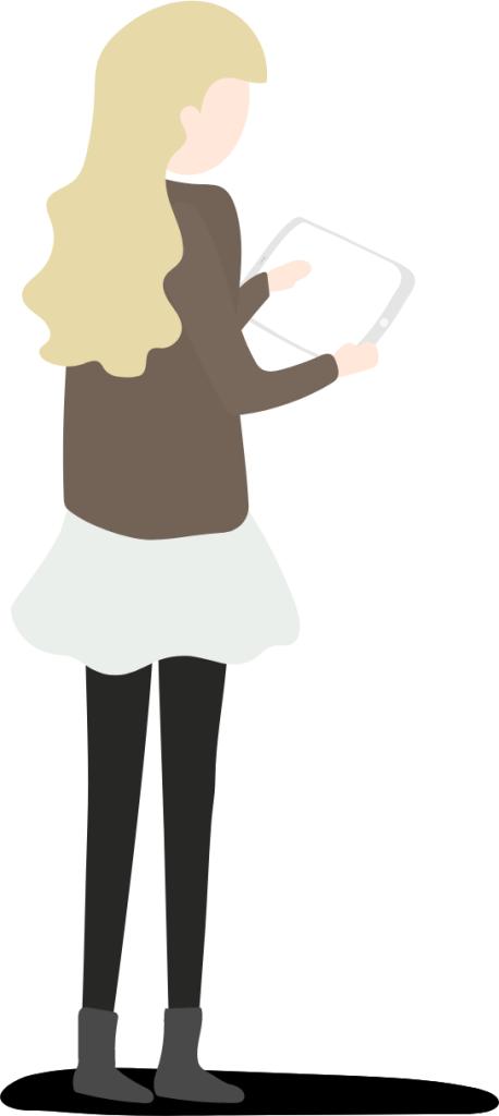 woman with a book standing illustration