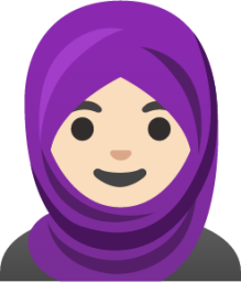 woman with headscarf: light skin tone emoji