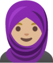 woman with headscarf: medium-light skin tone emoji